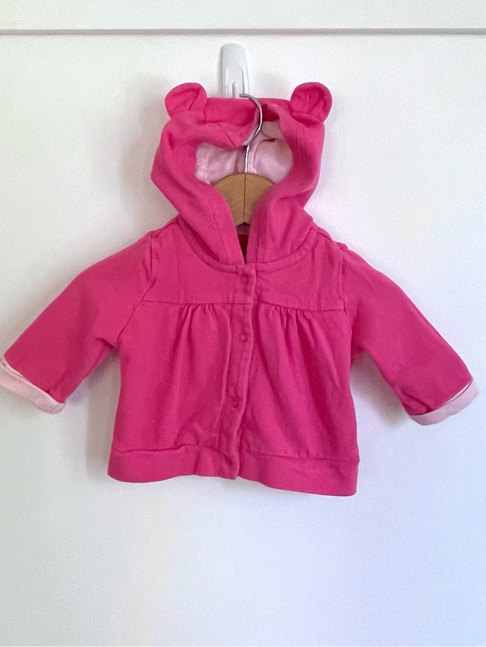 $4 💥Gap Bear Ears Hoodie Sweatshirt, Snap Up Cardigan Jacket, Baby Girl Pink